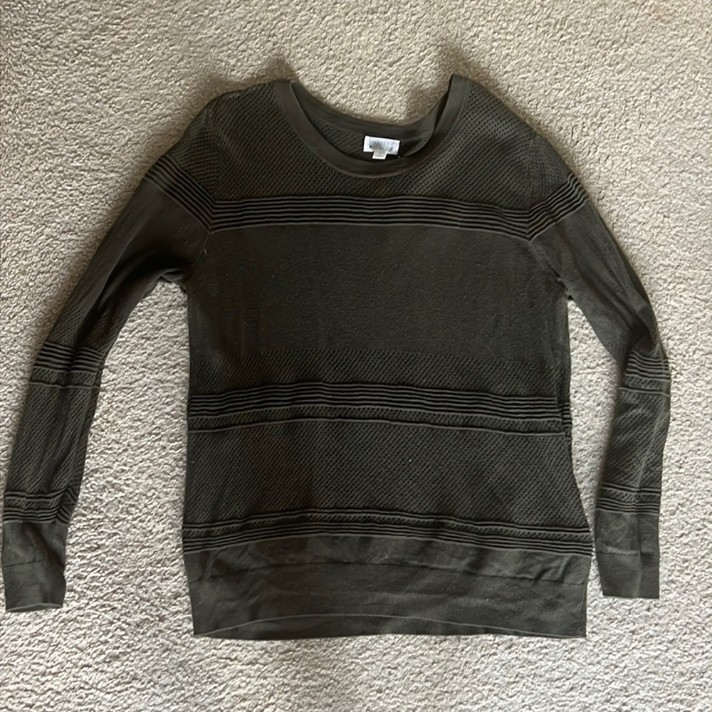 Market Spruce Green Crew Neck Textured Light Sweater, Large